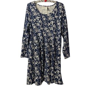 Sahalie Women’s Floral Blue and White Long Sleeve Dress Size XL